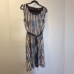 Elena Wang Elegant Striped Floral Dress